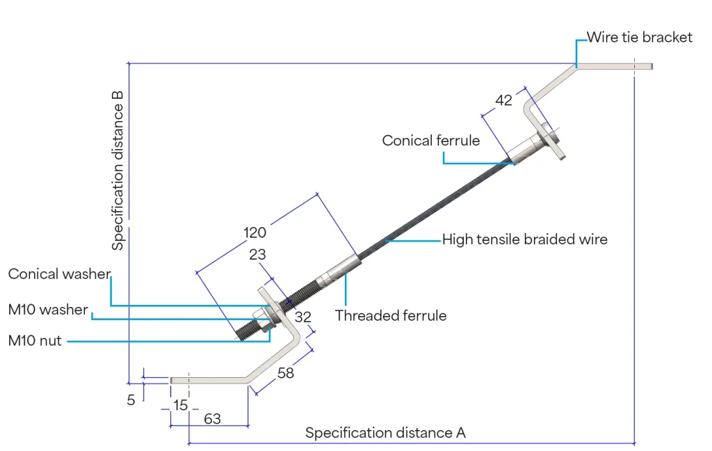 diagonal wire tie